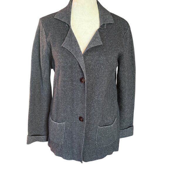 Benedetta B. black long sleeve collared soft blazer jacket women's size medium - Picture 1 of 11